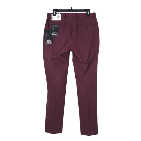 Bar III Men's Skinny-Fit Active Stretch Wool Suit Pants Red Solid 32x32 NWT - Picture 3 of 6